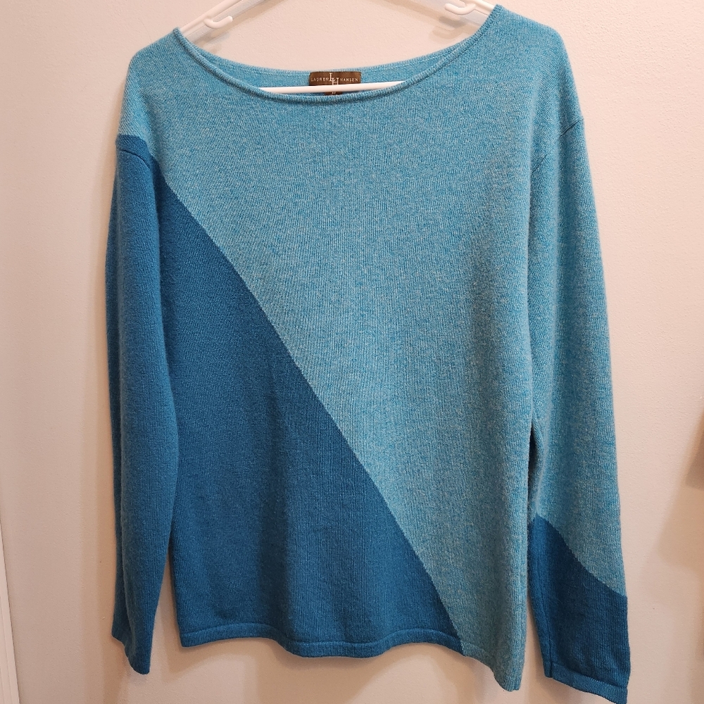 Lauren Hansen 100% 2-PLY Cashmere Sweater Colorblock Size Medium